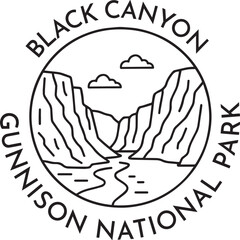 Black Canyon of the Gunnison National Park monoline vintage outdoor badge design