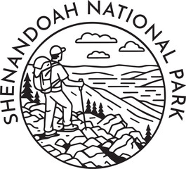 Shenandoah national park monoline vintage outdoor badge design