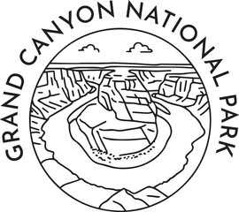 Grand Canyon National Park - Horse Shoe Bend monoline vintage outdoor badge design