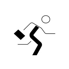 Illustration of a stick figure running with a briefcase in black and white on a white background