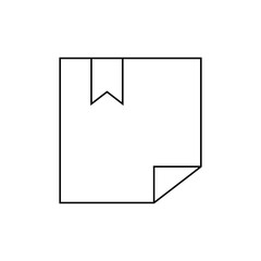 Illustration of a square sheet of paper with a folded corner and a bookmark sticking out of the top edge