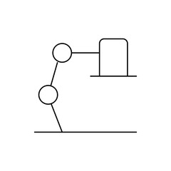 Illustration of a simple articulated lamp with two joints and a rectangular lampshade on a flat surface line