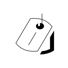 Illustration of a dog tag with a hanging string and a line on it against a white background view