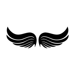 Angel wings vector illustration with tribal eagle feather art and black silhouette icon design