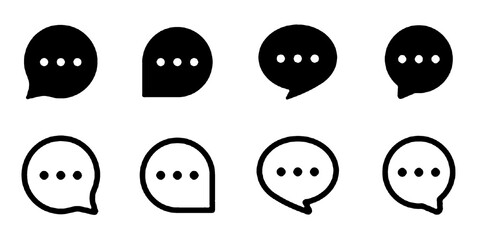 Set of Chat Message Bubbles Vector Icon. Communication icons. Talk bubble, dialog. Web icon set. Online communication. Conversation, SMS, Notification, Group Chat. Chatting icons in different styles