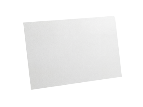 Blank white paper sheet isolated PNG on transparent background, clean stationery for mockup and design use
