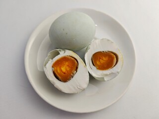 Salted eggs on a plate