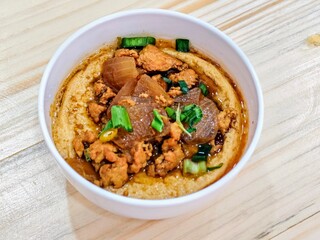 Bowl of steam chicken eggs