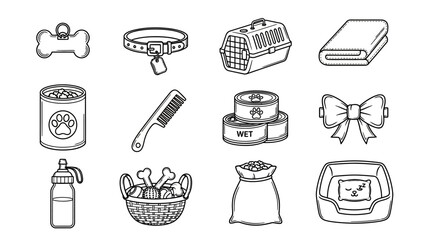 Pet Care Essentials A Collection of Illustrated Icons for Dogs and Their Wellbeing