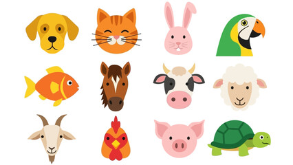 Naklejka premium Collection of delightful animal icons and illustrations perfect for various design projects