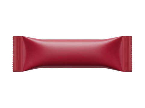 Red candy bar isolated PNG, blank wrapper mockup for branding and product presentation on transparent background