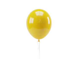 Shiny yellow balloon PNG isolated on transparent background, party decoration for birthday celebration and festive events
