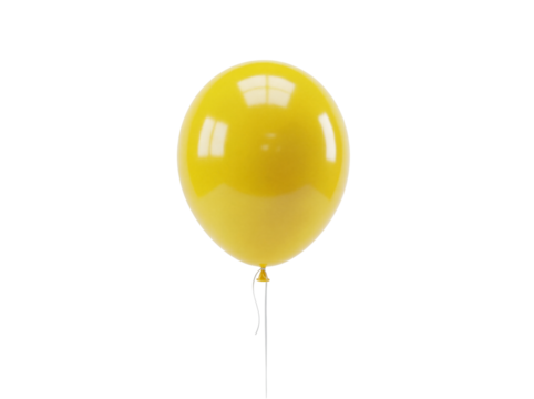 Shiny yellow balloon PNG isolated on transparent background, party decoration for birthday celebration and festive events