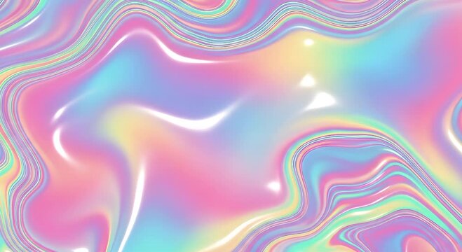 Iridescent holographic background with pastel colors and wavy lines flowing across the image surface