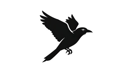 Obraz premium Black crow raven bird silhouette flying vector icon.