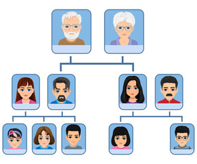 Fototapeta premium realistic looking family tree of three generations