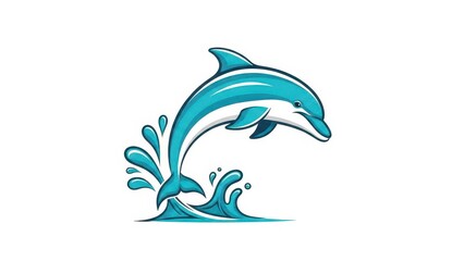 Obraz premium A vibrant illustration of a dolphin leaping out of the water.