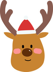 Tiny and Adorable Reindeer Character Wearing a Santa Hat