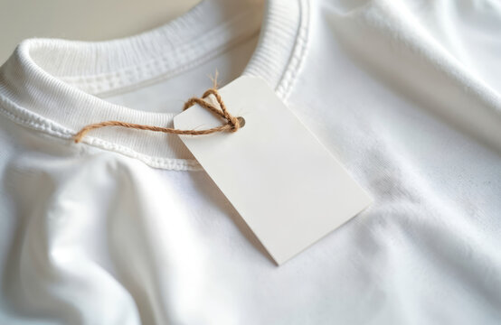 White children t-shirt mockup with blank tag promotes conscious apparel choices. Sustainable fashion message emphasizes ethical sourcing, minimal impact, and mindful consumption for a better future.