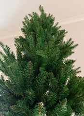 Synthetic Christmas tree branches ready for holiday decoration