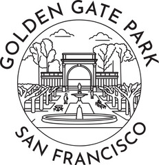 Fototapeta premium Golden Gate Park monoline vintage outdoor badge design