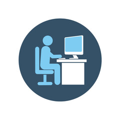man working on computer icon