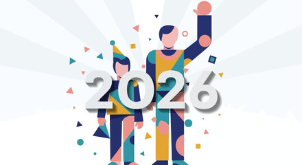 Obraz premium Happy New Year 2026 Celebrate the Future with Joy and Excitement and Festive Cheer