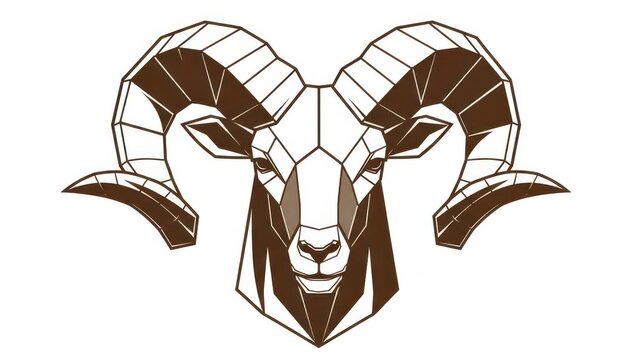 Geometric Ram Head Zodiac Symbol Aries Low Poly Art.