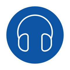 Stylish Blue Headphones Icon Set on Simple Circular Background Design