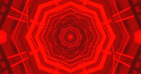 Dynamic tunnel video loop showcasing vibrant red geometric patterns in continuous motion for immersive visual experience