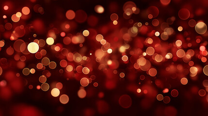 Abstract background featuring defocused glittering lights in red and golden hues.