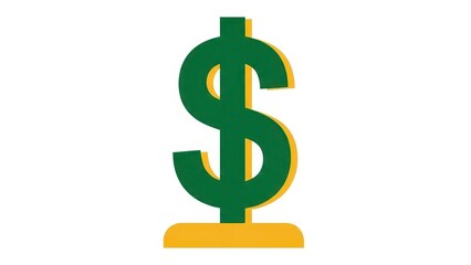 Fototapeta premium Green Dollar Sign Symbol on Yellow Base.