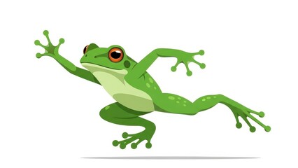 Green Frog Leaping with Determination and Focus.