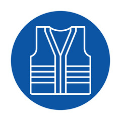 Outline of a Safety Vest Design on a Blue Background for Work Safety