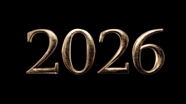 Golden numbers 2026 shining against a black background representing the upcoming year and new opportunities ahead