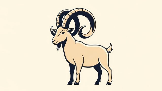 Stylized Illustration of a Capricorn Zodiac Sign Goat.