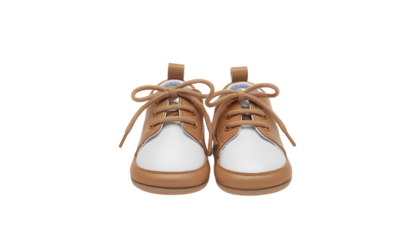 Baby shoes light brown white design isolated on transparent background 
