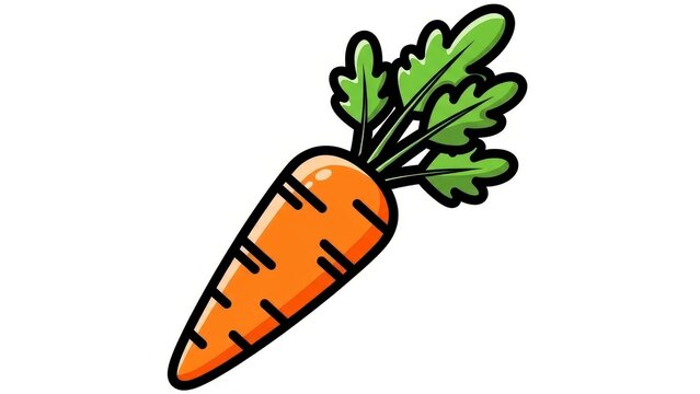 Vibrant Orange Carrot with Green Leaves Isolated on White Background.