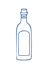 bottle wine mediterranean doodle. Vector doodle illustration icon isolated on white bg