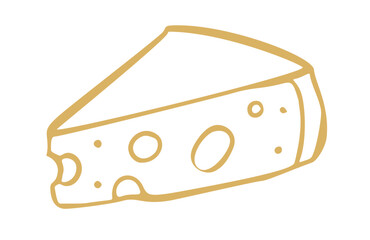 slice cheese mediterranean doodle. Vector doodle illustration icon isolated on white bg