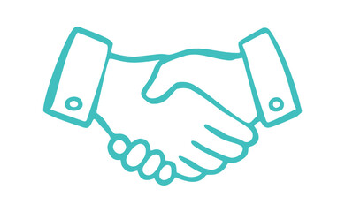 handshake hand drawn doodle. Vector doodle illustration icon isolated on white bg