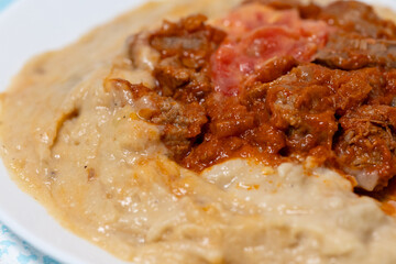 Close-Up of local food Turkish Hünkar Beğendi
