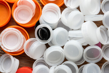 Close-Up of Plastic Bottle Caps