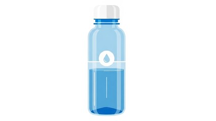 Clear Plastic Water Bottle with Blue Liquid and White Cap.