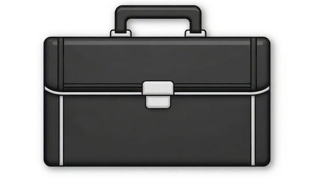Classic Black Leather Briefcase with Silver Clasp and Handle.
