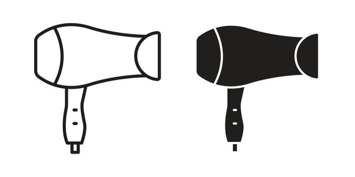 Blow dryer icons. High-quality vector designs