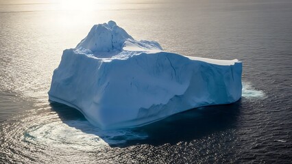 Iceberg Floating in Dark Ocean Water