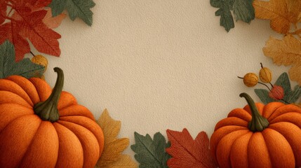 Autumn foliage and pumpkins create a warm seasonal decoration for fall celebrations