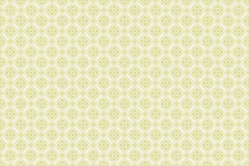 Seamless light gold geometric floral pattern on white background