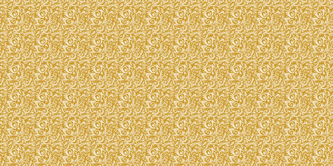 Gold and White Damask Floral Pattern Background